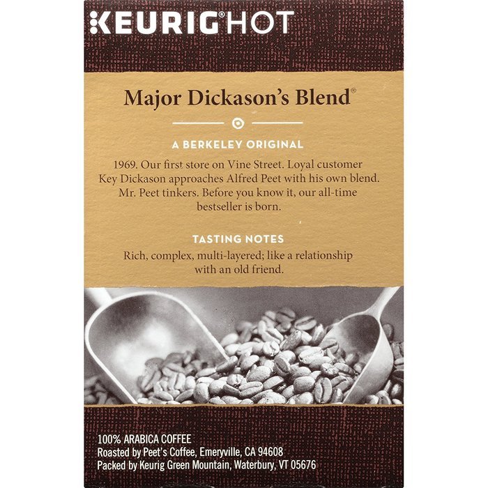 Peets Coffee & Tea Single Cup Coffee Dark Roast, Major Dickason's Blend K-cup, 16 Count N3