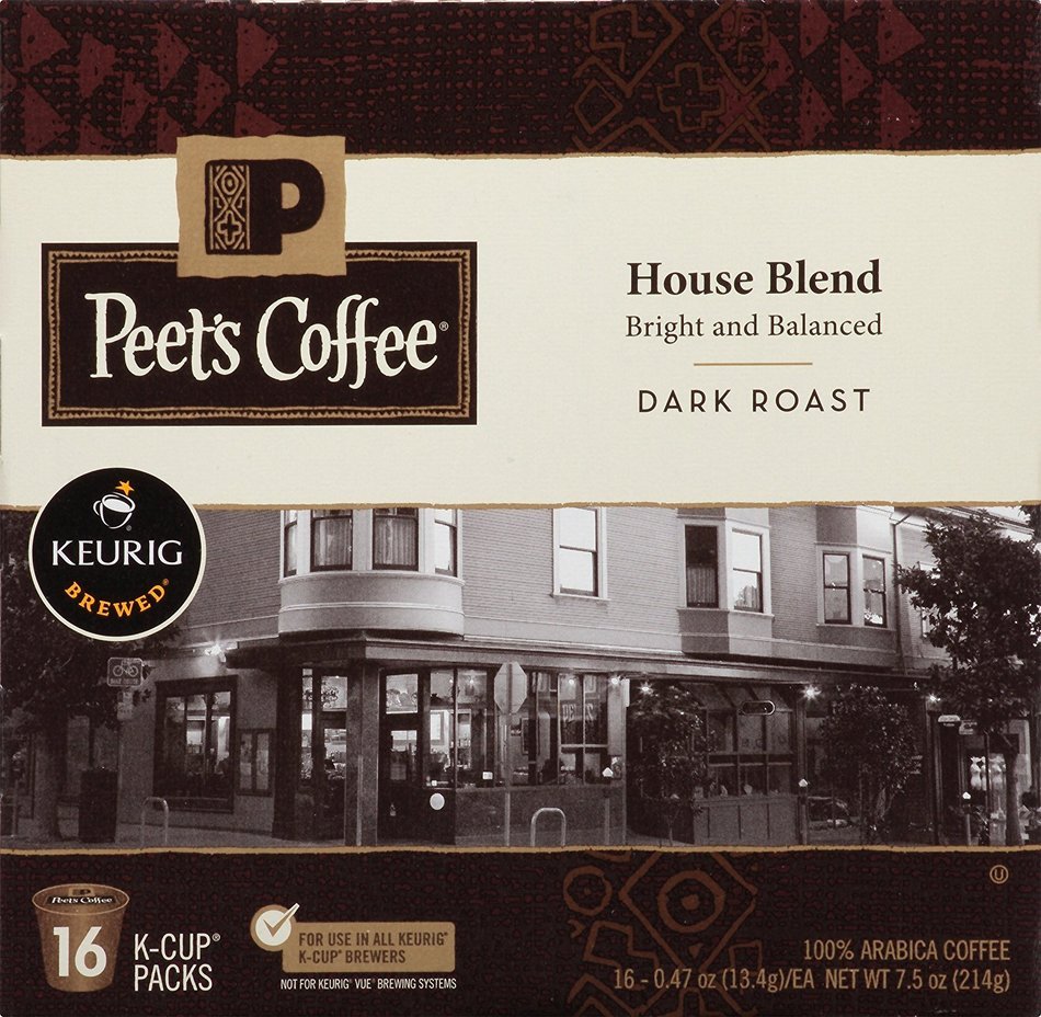 Peets Coffee & Tea Single Cup Coffee Dark Roast, Major Dickason's Blend K-cup, 16 Count N7