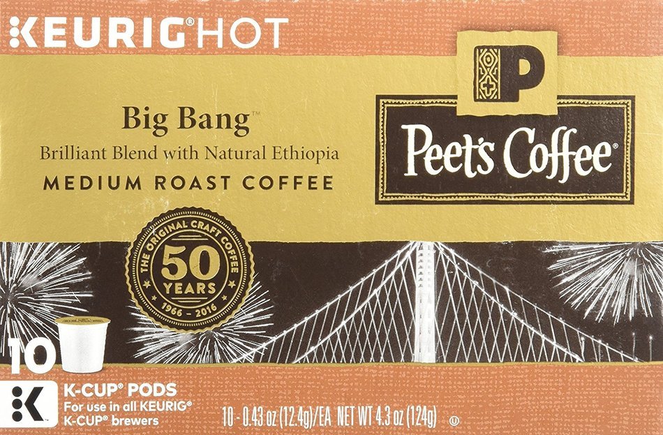 Peets Coffee & Tea Single Cup Coffee Dark Roast, Major Dickason's Blend K-cup, 16 Count N54