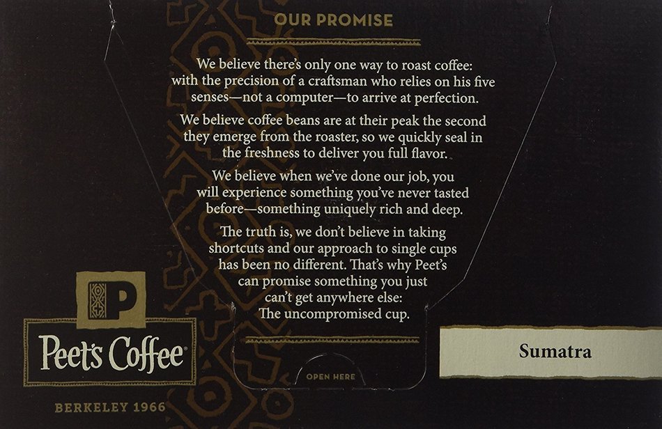 Peets Coffee & Tea Single Cup Coffee Dark Roast, Major Dickason's Blend K-cup, 16 Count N68
