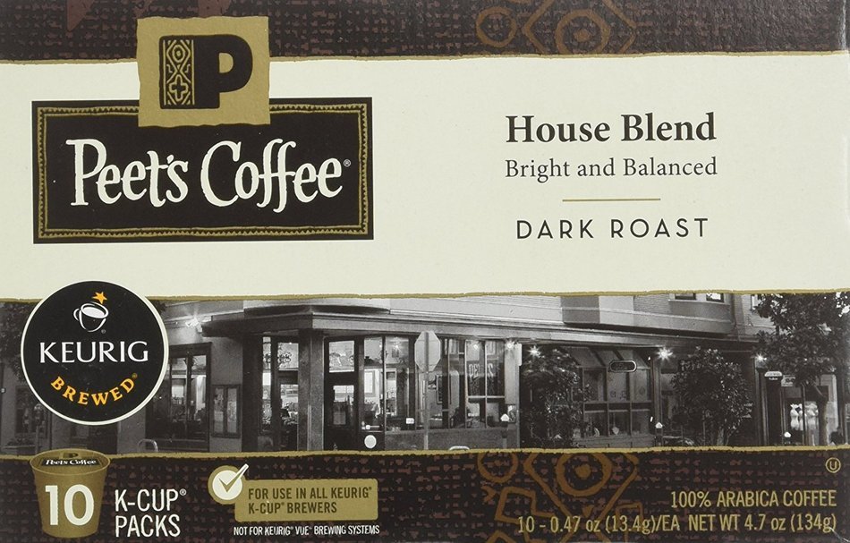 Peets Coffee & Tea Single Cup Coffee Dark Roast, Major Dickason's Blend K-cup, 16 Count N101