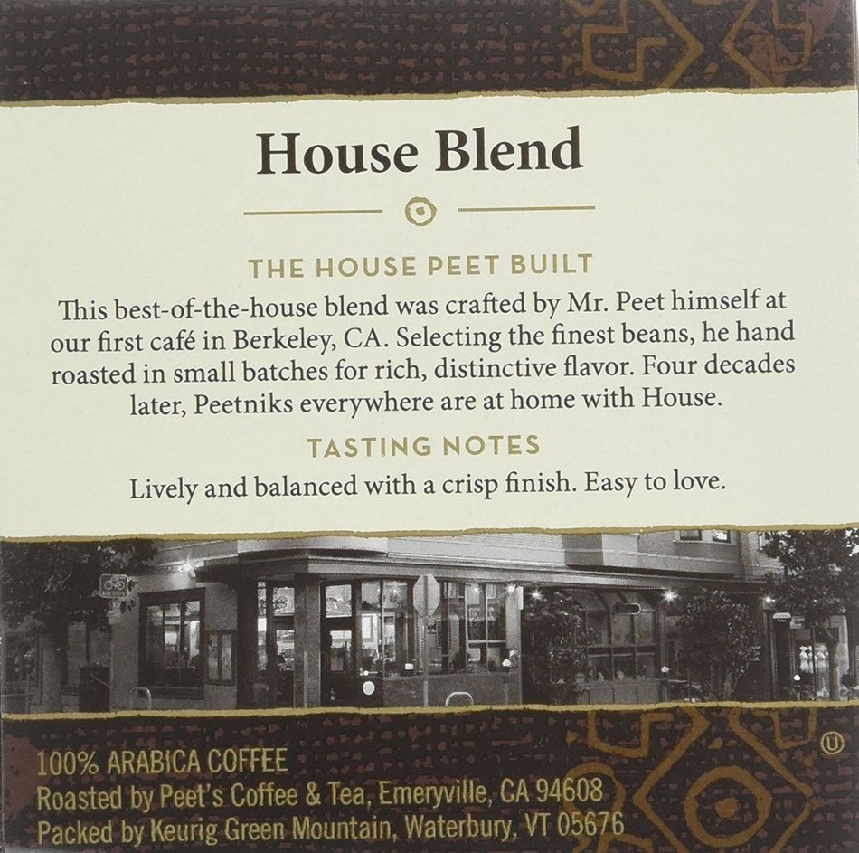 Peets Coffee & Tea Single Cup Coffee Dark Roast, Major Dickason's Blend K-cup, 16 Count N102