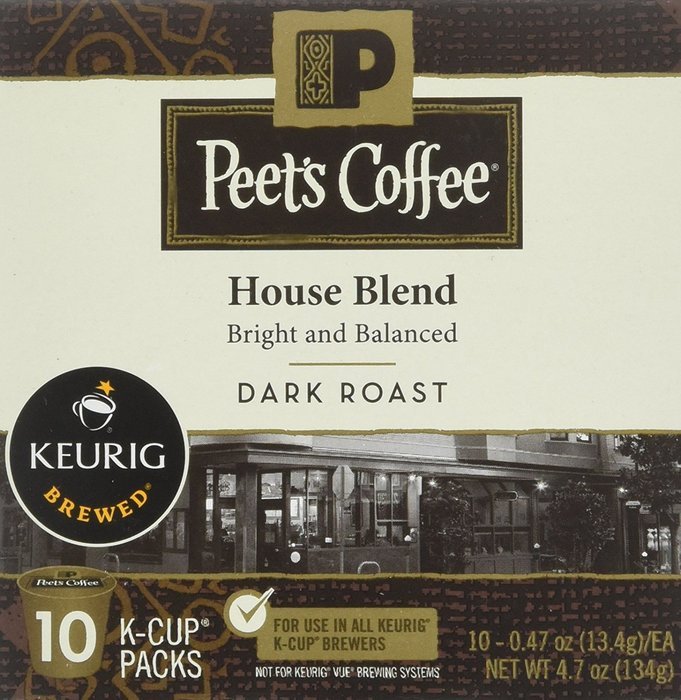 Peets Coffee & Tea Single Cup Coffee Dark Roast, Major Dickason's Blend K-cup, 16 Count N104