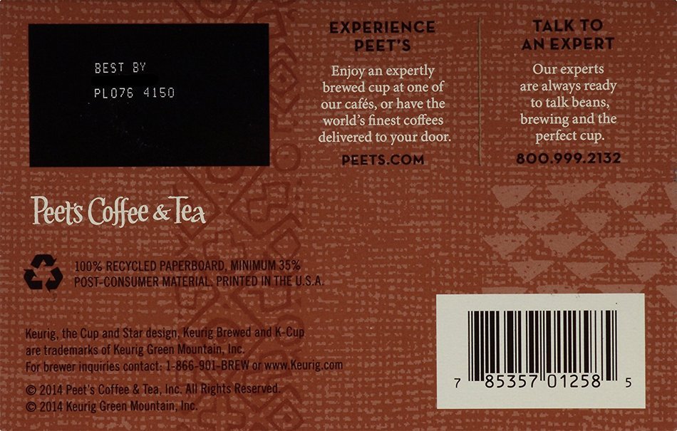 Peets Coffee & Tea Single Cup Coffee Dark Roast, Major Dickason's Blend K-cup, 16 Count N120