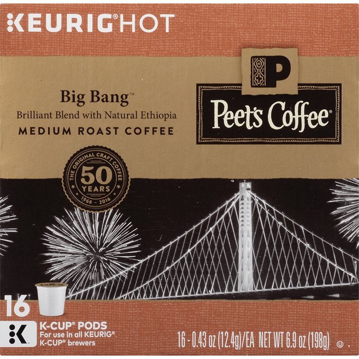 Peets Coffee & Tea Single Cup Coffee Dark Roast, Major Dickason's Blend K-cup, 16 Count N134