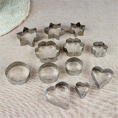 Cake Biscuit Cookie Cutter Circle Star Flower Heart Pastry Baking Mold Stainless Steel 12PCS shopping N2