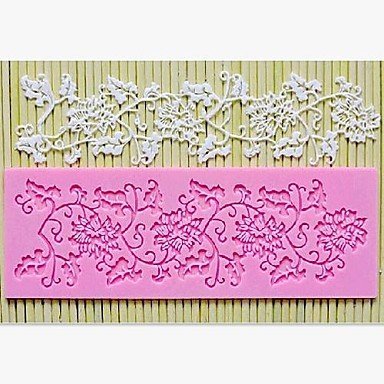 QINF Lace Fondant Cake Chocolate Resin Clay Candy Silicone Mold Mat, L16.7cm*W6.2cm*H0.4cm(Color Random)