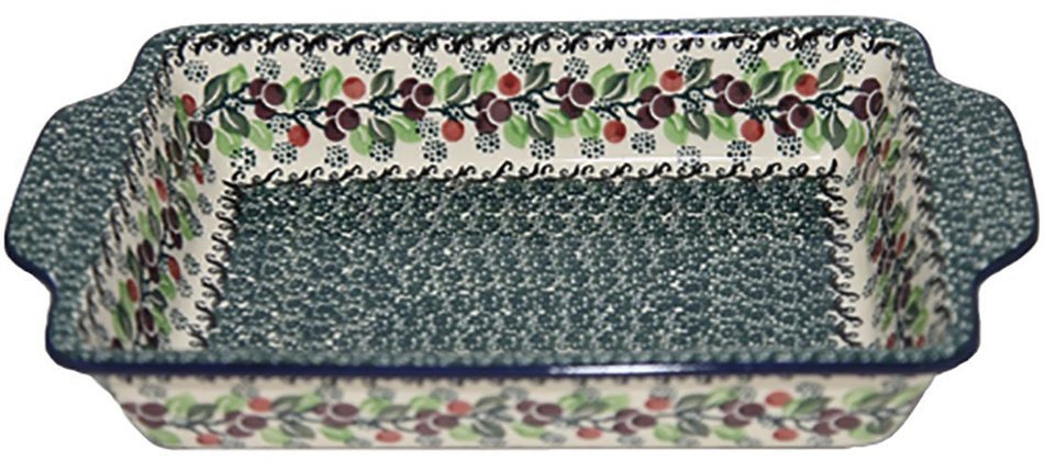 New Polish Pottery RECTANGULAR BAKER WITH HANDLES Boleslawiec CA Pattern 1415