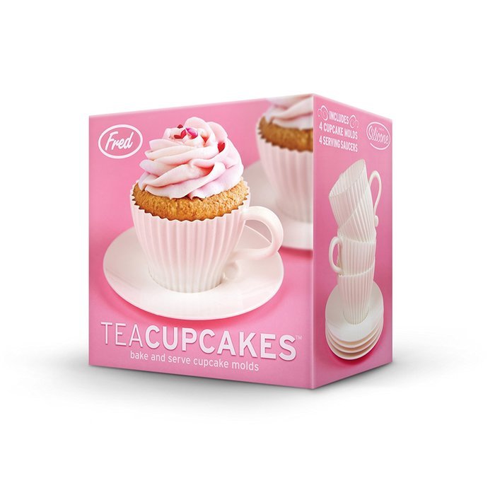 Fred & Friends TEACUPCAKES Baking Cups, Set of 4 Cups and Saucers N2