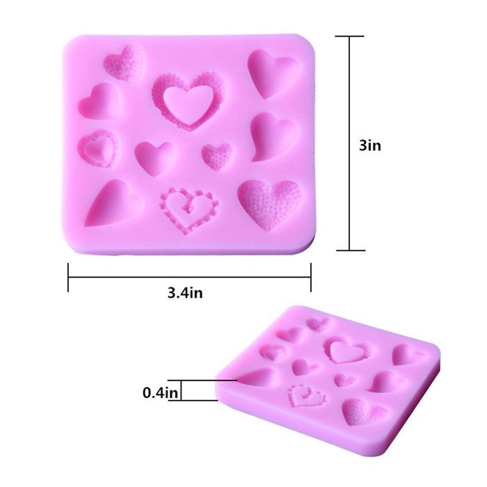 Yunko 11 Mini Hearts Silicone Fondant Sugar Craft Cake Chocolate Mold Decorating Mold Tool N2