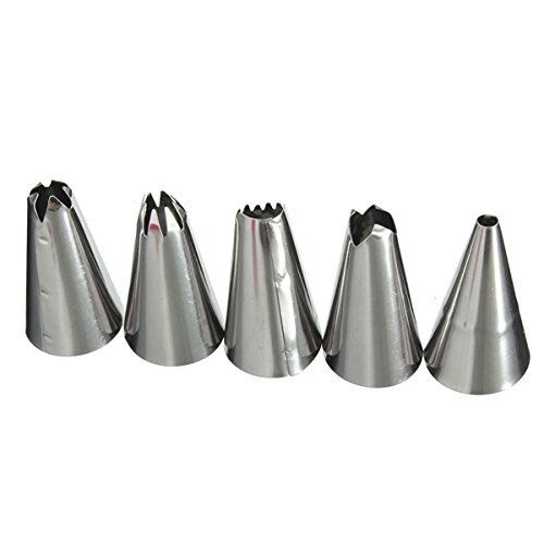 "5Pcs Stainless Steel Nozzles Dual Color Icing Piping Bag Cake Decorating Tool" shopping
