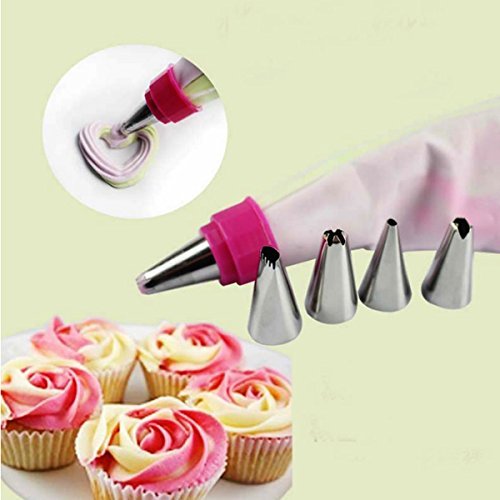 "5Pcs Stainless Steel Nozzles Dual Color Icing Piping Bag Cake Decorating Tool" shopping N3