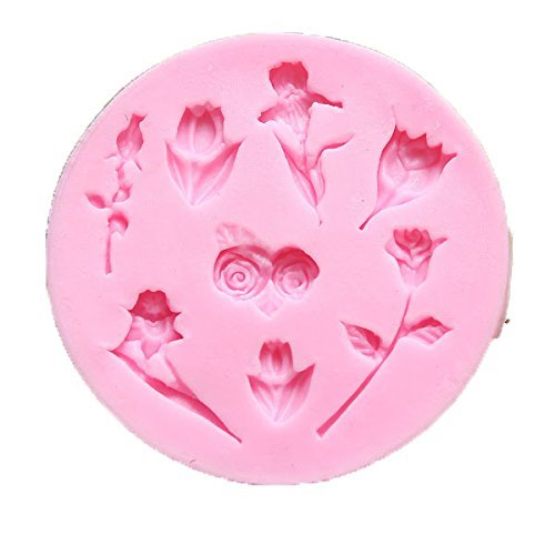 "Valentine Rose Lily Tulip Fondant Cake Mold Liquid Silicone Mould" shopping
