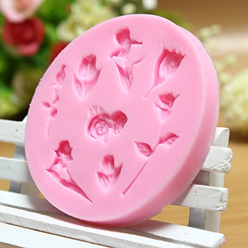 "Valentine Rose Lily Tulip Fondant Cake Mold Liquid Silicone Mould" shopping N3