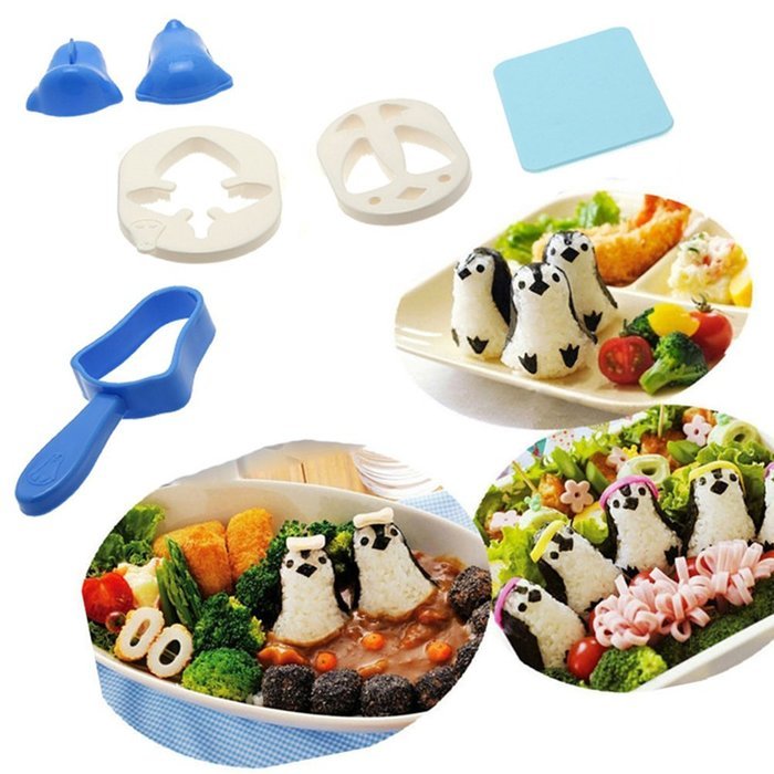 Beauty Clubs Penguin Shape DIY Kitchen Sushi Maker Mould Rice Ball Mould Bento Punch Combo N5
