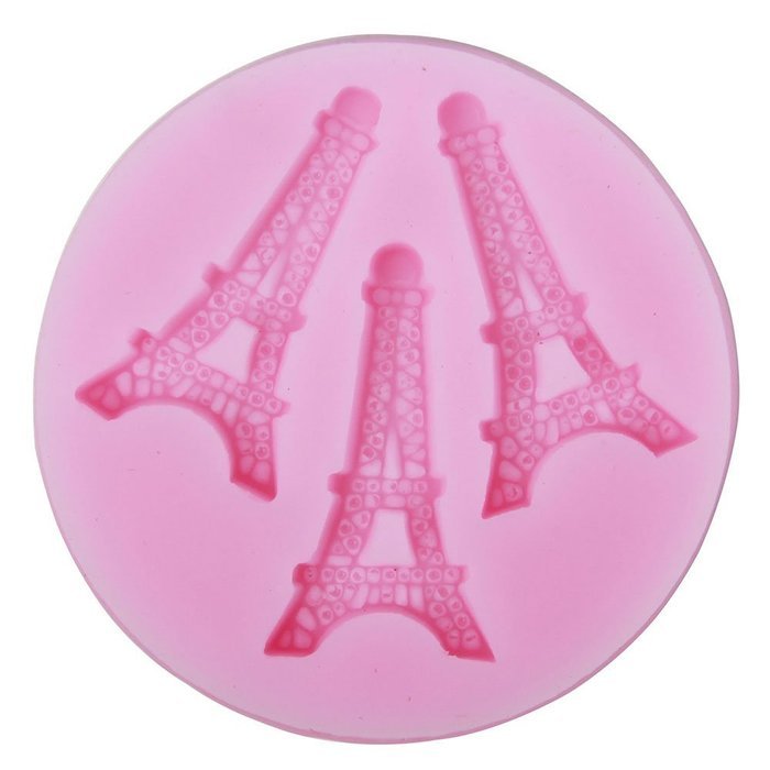 Kobwa(TM) Eiffel Tower Shape DIY Cake Decorating Fondant Silicone Sugar Craft Molds,Pink with Kobwa's Keyring