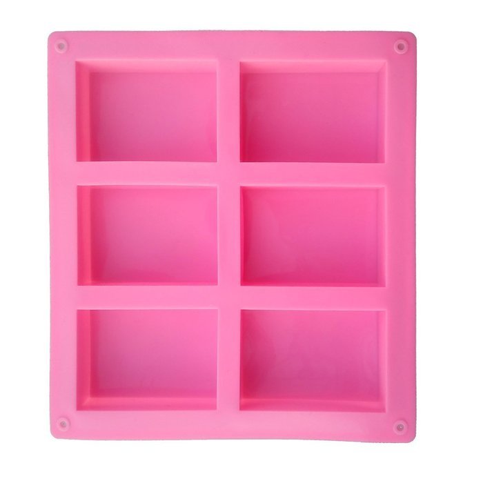 Fanhesheng 6 Cavity Plain Basic Rectangle Soap DIY Mold Silicone Mould for Homemade Craft