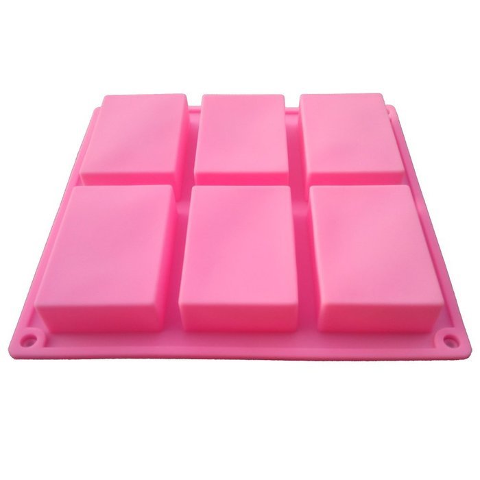 Fanhesheng 6 Cavity Plain Basic Rectangle Soap DIY Mold Silicone Mould for Homemade Craft N3