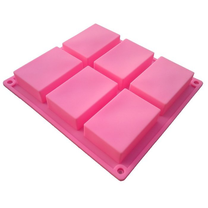 Fanhesheng 6 Cavity Plain Basic Rectangle Soap DIY Mold Silicone Mould for Homemade Craft N4