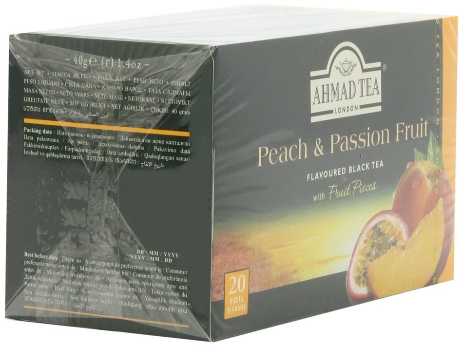 Ahmad Tea Peach & Passion Fruit Black Tea, 20-Count Boxes (Pack of 6) N4