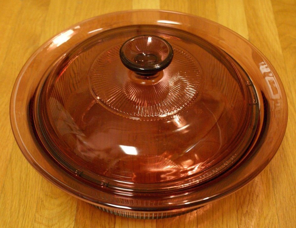 Corning Visions Vision Ware Cranberry 1.5 Quart Round Casserole Baking Dish N2