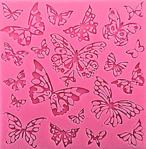Butterfly 21 Cavities Pink Silicone Mold for Fondant, Chocolate, Crafts N2
