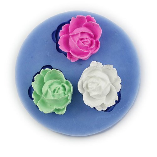 Autek 3 Rose Fondant Mold Silicone Sugar Craft Soap Cake Decorating #3DMold-107