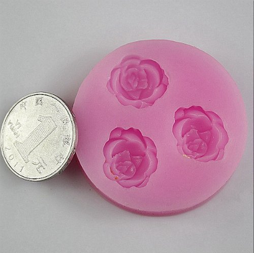 Autek 3 Rose Fondant Mold Silicone Sugar Craft Soap Cake Decorating #3DMold-107 N2