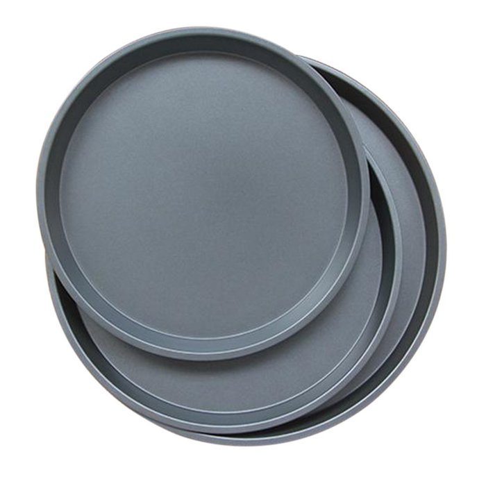 haoun Pack of 3 Non-stick Cake Pizza Bakeware Trays Pan Round (Black + Red M)