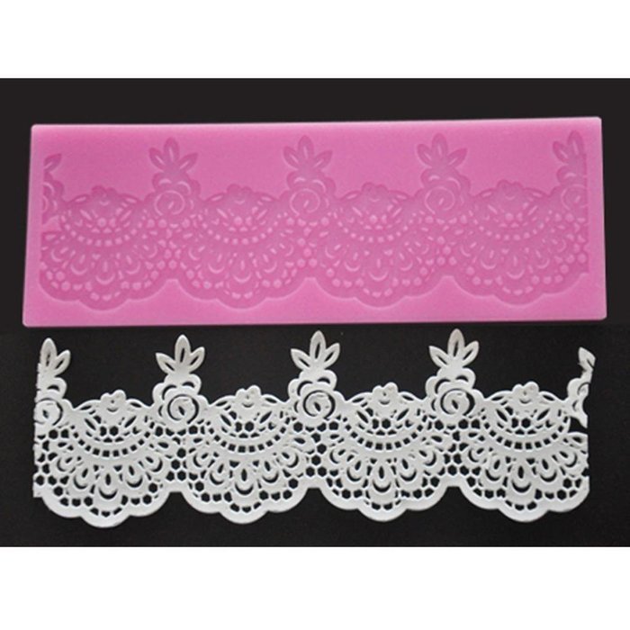 FOUR-C Sugar Craft Tools Silicone Lace Mat Sweet Lace Decorating Pad Color Pink