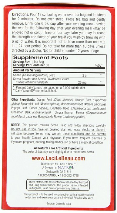 Laci Le Beau Super Dieter's Tea, All Natural Botanicals, 60-Count Box (Pack of 2) N7
