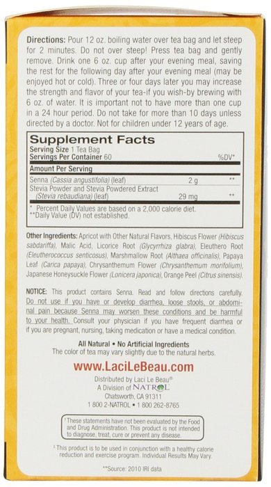 Laci Le Beau Super Dieter's Tea, All Natural Botanicals, 60-Count Box (Pack of 2) N13