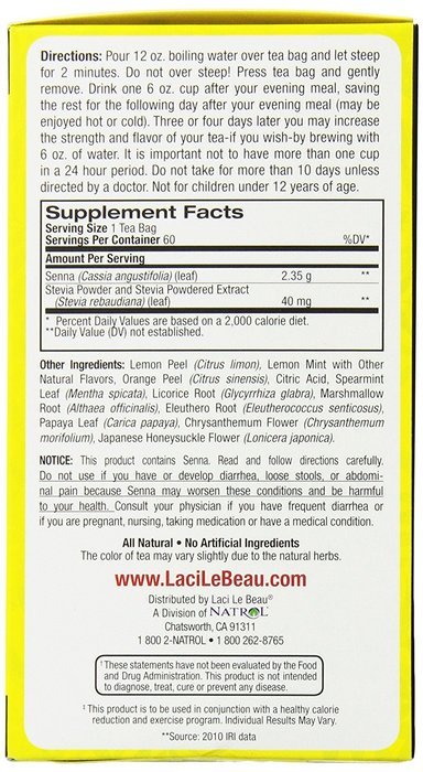 Laci Le Beau Super Dieter's Tea, All Natural Botanicals, 60-Count Box (Pack of 2) N19