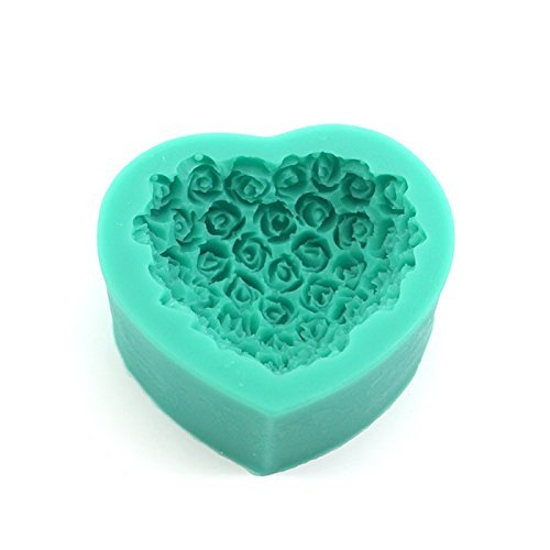 HuaYang Pretty Heart-shaped Bouquets of Roses Turn Sugar Cake Pudding Chocolate Mold Safe Silicone Utensils