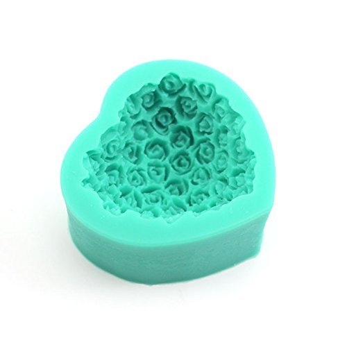HuaYang Pretty Heart-shaped Bouquets of Roses Turn Sugar Cake Pudding Chocolate Mold Safe Silicone Utensils N3