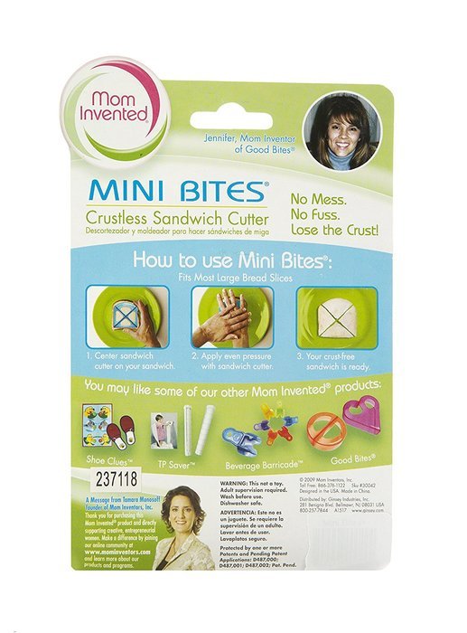 Mini Bites Sandwich Cutter &ndash; Quick and Efficient &ndash; Removes Crust and Cuts Evenly &ndash; 100% BPA, Lead, and Phthalate... N3