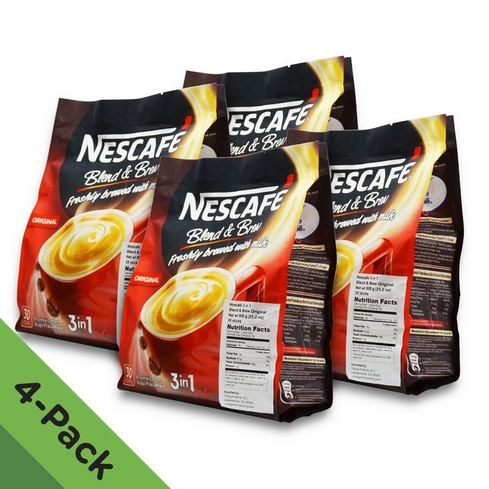 4 PACK ★ Nescafe Improved 3 in 1 Original (was Regular) Pre mix Instant Coffee ★ Creamier, Tastier ★ Make Your...
