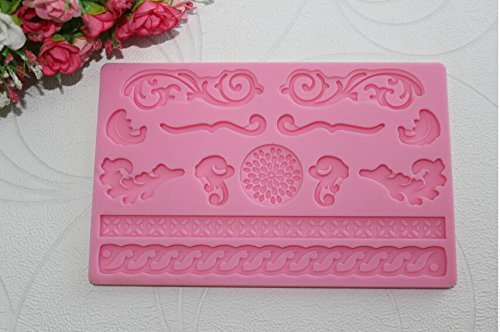 Autek Embossed Flowers Silicone Fondant Cake Cookie Cutter Edge Border Decoration #115 N3