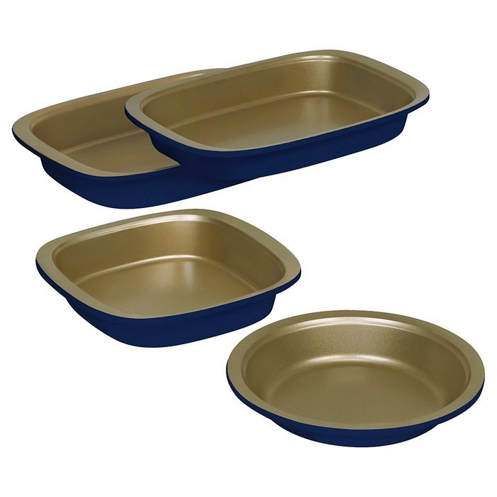 Baker's Secret Bake & Serve 4-pc Set, Deep Sea & Gold