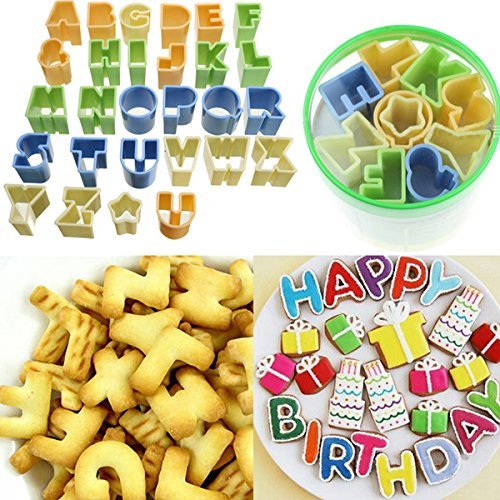 28Pcs Plastic Alphabet Letter Cake Biscuit Baking Mould Fondant Cookie Cutters shopping N3