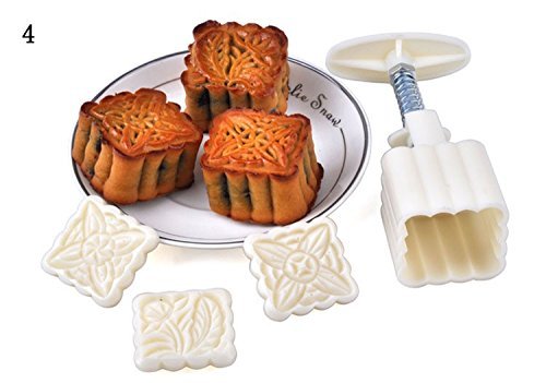 NEW high quality Moon Cake Moulds Hand Pressure Round & Square DIY Biscuits Molds Cookie Cutters Set Cake Tools... N6