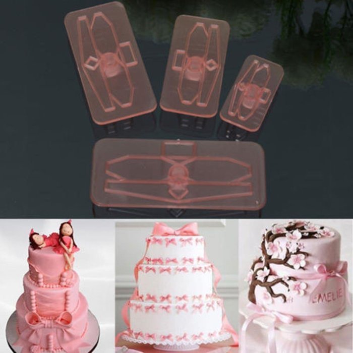 Cake & Cookie Cutters 4Pcs Plastic Bow Cake Cutter Molds Icing Cookie Biscuit Fondant Embosser Craft