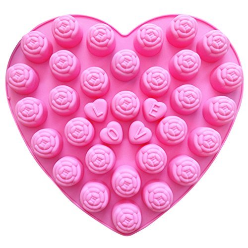 Mini 30 Roses and 4 Love Heart Silicone Cake Mold Pan 9.8"x9"x0.78" Color At Random