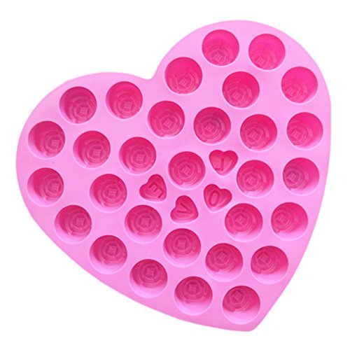 Mini 30 Roses and 4 Love Heart Silicone Cake Mold Pan 9.8"x9"x0.78" Color At Random N2