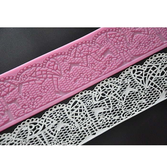 FOUR-C Cake Design Supplies Lace Silicone Mat Cake Lace Mold Color Pink