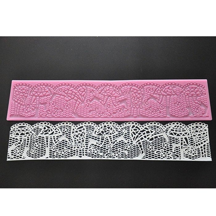 FOUR-C Cake Design Supplies Lace Silicone Mat Cake Lace Mold Color Pink N2