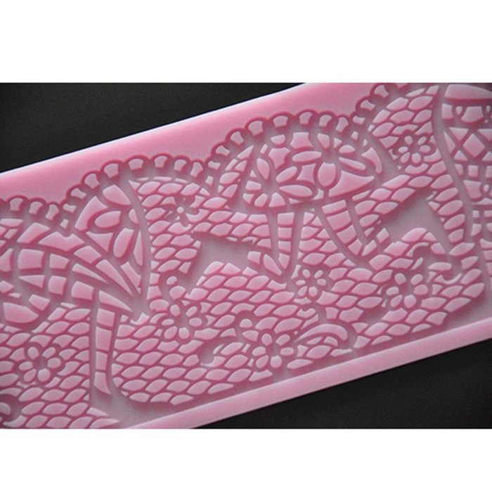 FOUR-C Cake Design Supplies Lace Silicone Mat Cake Lace Mold Color Pink N3