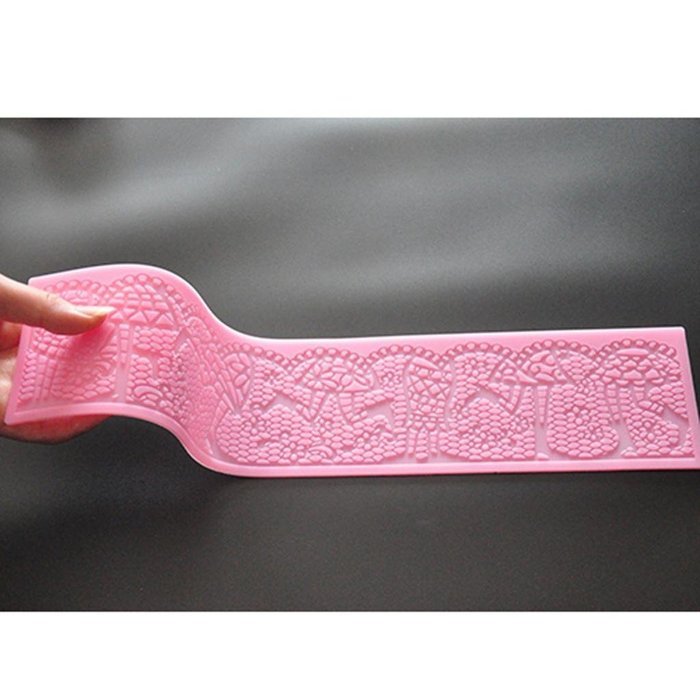 FOUR-C Cake Design Supplies Lace Silicone Mat Cake Lace Mold Color Pink N4