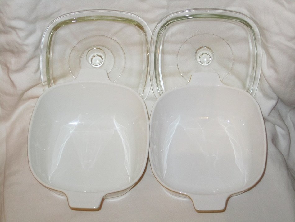 4 PIECE SET - Vintage Corning Ware Harvest Gold Covered 1 1/2 & 1 3/4 Qrt Casserole Baking Dishes N2