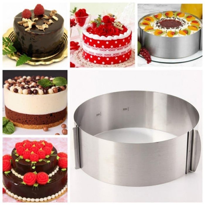 Cake & Cookie Cutters 6 to12 Inch Stainless Steel Adjustable Mousse Cake Ring Baking Mold